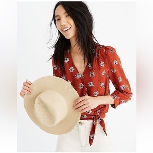 Madewell Silk Wrap Top with French Daisies